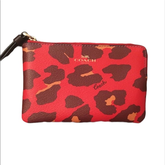 Coach Handbags - Coach Red Leopard Print Wristlet